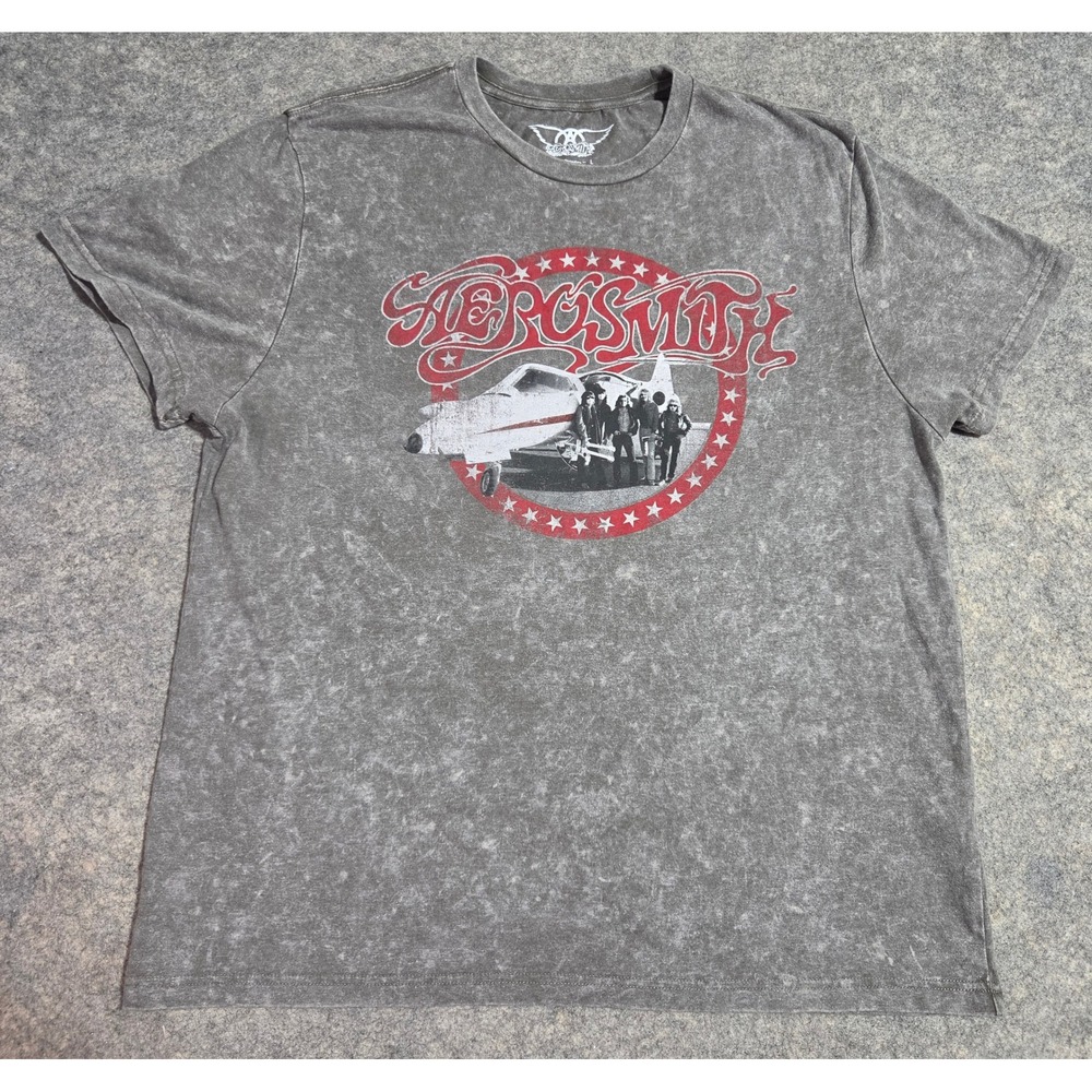 Aerosmith Graphic T-Shirt Mens Large Grey Acid Wash Band Tee 2024 Rag Doll L